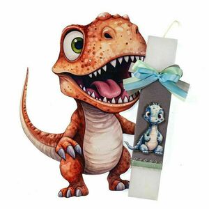 Λαμπάδα Orange Dino - αγόρι, λαμπάδες, σετ, για παιδιά, ζωάκια