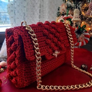 Χειροποίητη πλεκτή τσάντα - νήμα, φάκελοι, clutch, ώμου, πλεκτές τσάντες