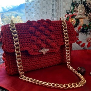 Χειροποίητη πλεκτή τσάντα - νήμα, φάκελοι, clutch, ώμου, πλεκτές τσάντες - 2