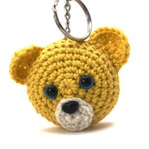 Χειροποίητο Amigurumi κίτρινο αρκουδάκι – Πλεκτό Μπρελόκ - αρκουδάκι, βαμβακερό νήμα, amigurumi, μπρελοκ κλειδιών