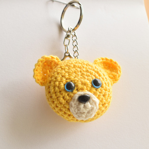 amigurumi μπρελοκ - αρκουδάκι κίτρινο - αρκουδάκι, βαμβακερό νήμα, amigurumi, μπρελοκ κλειδιών - 2