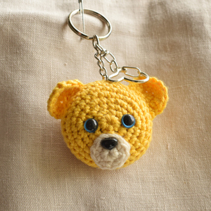 amigurumi μπρελοκ - αρκουδάκι κίτρινο - αρκουδάκι, βαμβακερό νήμα, amigurumi, μπρελοκ κλειδιών - 3