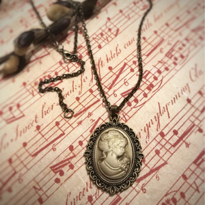 Σετ μενταγιόν & δαχτυλίδι Cameo - ημιπολύτιμες πέτρες, μαργαριτάρι, μακριά - 3