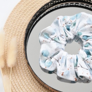 Χειροποίητο scrunchie: ευκάλυπτος - ύφασμα, λαστιχάκια μαλλιών - 3