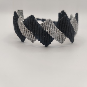 Μακραμέ βραχιόλι "roll-up zigzag" - κορδόνια, χεριού, αυξομειούμενα