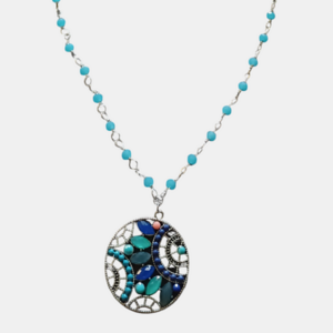 Κολιέ rosario turquoise - επάργυρα, χάντρες, μακριά