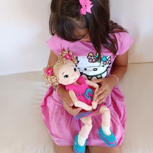 Χειροποίητη κούκλα (amigurumi) "Φοίβη” , πλεγμένη με βαμβακερά νήματα , ύψους 47 εκ. - χειροποίητα, λούτρινα, amigurumi, δώρο γεννεθλίων - 2