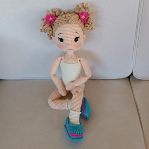 Χειροποίητη κούκλα (amigurumi) "Φοίβη” , πλεγμένη με βαμβακερά νήματα , ύψους 47 εκ. - χειροποίητα, λούτρινα, amigurumi, δώρο γεννεθλίων - 4
