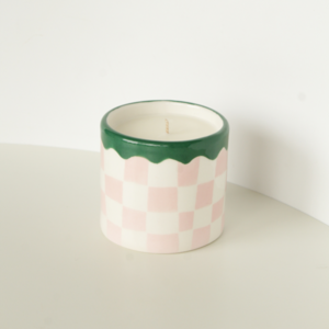 the "chess" candle / pink & green - κεραμεικό, χειροποίητα, αρωματικά κεριά, κερί σόγιας - 2
