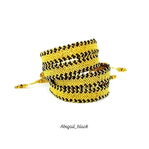 #Abigail_black μακραμέ βραχιολάκι με αυξομειούμενο κούμπωμα - ημιπολύτιμες πέτρες, boho, αυξομειούμενα, φαρδιά, φθηνά - 2