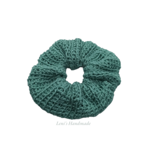 Πλεκτό λαστιχάκι μαλλιών scrunchie πετρόλ - νήμα, λαστιχάκια μαλλιών, μεγάλα scrunchies