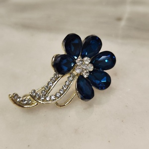 Πολυτελής Καρφίτσα Λουλούδι Fleur de Luxe 539 - στρας, επιχρυσωμένα, αλουμίνιο - 2