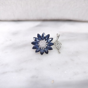 Καρφίτσες Sapphire Bloom με Κρύσταλλα 543 - στρας, αλουμίνιο, επάργυρα - 2