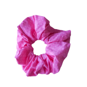Scrunchie φούξια πουά ποπλίνα - κοκκαλάκι, ύφασμα, πουά, λαστιχάκια μαλλιών, 100% βαμβακερό - 4