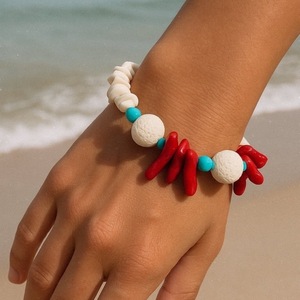 Coral bracelet - ημιπολύτιμες πέτρες, κοράλλι, χεριού - 2