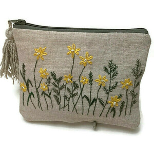 Χειροποίητο λινό clutch - ύφασμα, clutch, φλοράλ, χειρός, μικρές - 2