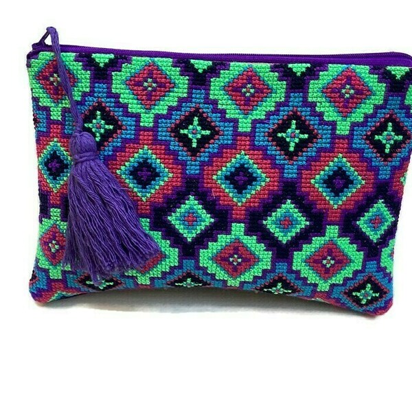 Boho clutch, χειροποίητο, κεντημένο στο χερι - ύφασμα, clutch, χειρός, βραδινές, μικρές - 2