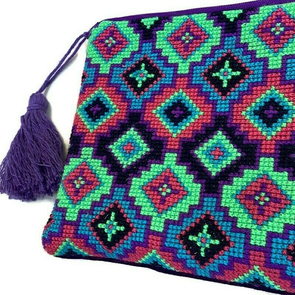 Boho clutch, χειροποίητο, κεντημένο στο χερι - ύφασμα, clutch, χειρός, βραδινές, μικρές - 4