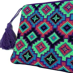 Boho clutch, χειροποίητο, κεντημένο στο χερι - ύφασμα, clutch, χειρός, βραδινές, μικρές - 4