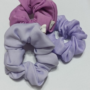 Σετ "scrunchies " Λιλά - ύφασμα, λαστιχάκια μαλλιών - 2
