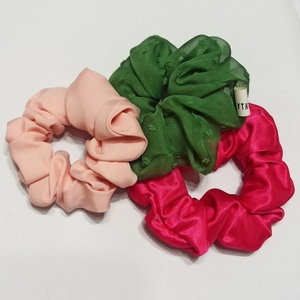 Σετ scrunchies "Άνοιξη" - ύφασμα, λαστιχάκια μαλλιών