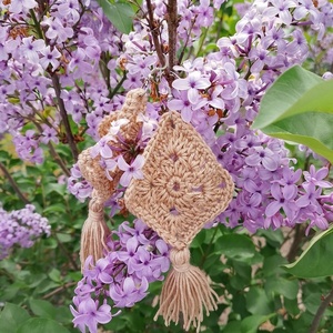 Boho granny's square earrings - βαμβάκι, μοντέρνο