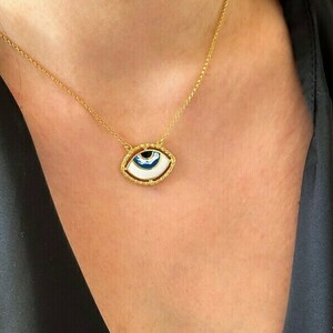 Κολιέ evil eye - επιχρυσωμένα, ασήμι 925, μάτι, boho, επιπλατινωμένα - 2