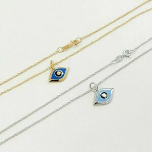 Κολιέ evil eye minimal - επιχρυσωμένα, ασήμι 925, μάτι, boho, επιπλατινωμένα