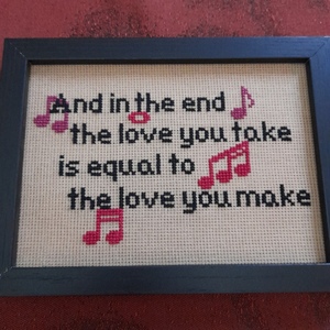 Κέντημα σταυροβελονιά "The End" by The Beatles - ύφασμα, κορνίζες - 4