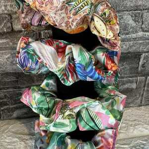 Scrunchie pattern boho ροζ - ύφασμα, λαστιχάκια μαλλιών - 2