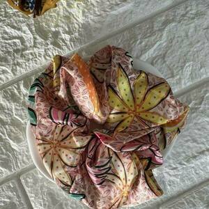 Scrunchie pattern boho ροζ - ύφασμα, λαστιχάκια μαλλιών