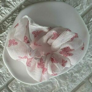 Scrunchie pattern vintage floral με πεταλούδες - ύφασμα, λαστιχάκια μαλλιών
