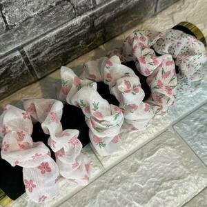 Scrunchie pattern vintage floral με πεταλούδες - ύφασμα, λαστιχάκια μαλλιών - 3