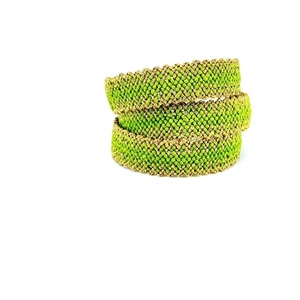 olive green μακραμέ βραχιολάκι με αυξομειούμενο κούμπωμα - ημιπολύτιμες πέτρες, μακραμέ, boho, φαρδιά, φθηνά - 3