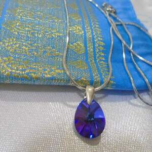 Κολιέ με κρύσταλλο Swarovski Mini Pear - ασήμι 925, επάργυρα, swarovski, κοντά, ατσάλι - 3