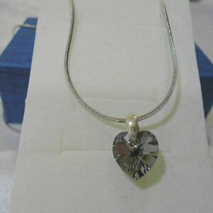 Κολιέ με κρύσταλλo Swarovski Heart Silver Night - ασήμι 925, καρδιά, swarovski, κοντά, ατσάλι - 2