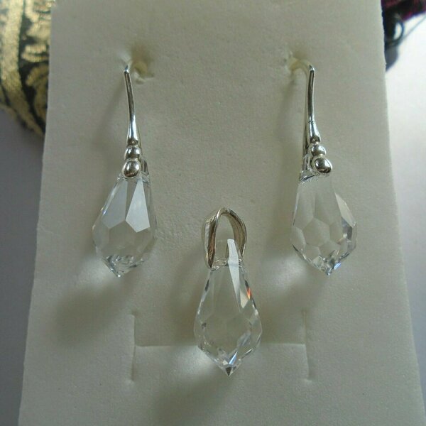 Ασημένιο σετ Swarovski Drop Crystal - ασήμι 925, swarovski, σετ κοσμημάτων - 2