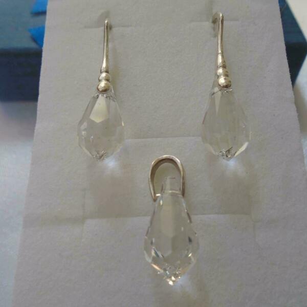 Ασημένιο σετ Swarovski Drop Crystal - ασήμι 925, swarovski, σετ κοσμημάτων - 4