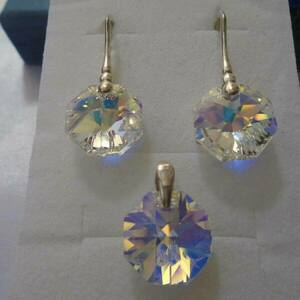 Ασημένιο σετ Swarovski Οctagon Crystal AB - ασήμι 925, swarovski, δώρα για γυναίκες, σετ κοσμημάτων - 3