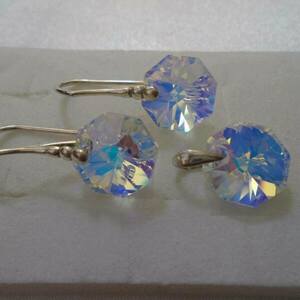 Ασημένιο σετ Swarovski Οctagon Crystal AB - ασήμι 925, swarovski, δώρα για γυναίκες, σετ κοσμημάτων - 4