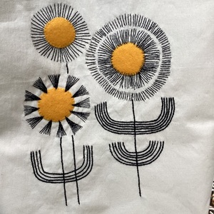 Μινιμαλ tote bag κεντημένη, χειροποίητη - ύφασμα, ώμου, φλοράλ, tote, πάνινες τσάντες - 5