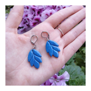 Blue earrings - στρας, πηλός, μακριά, ατσάλι, φθηνά