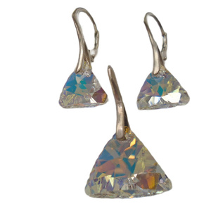 Ασημένιο σετ Swarovski Triangle Crystal AB - ασήμι 925, swarovski, κοσμήματα, σετ κοσμημάτων