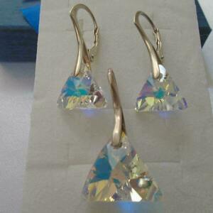 Ασημένιο σετ Swarovski Triangle Crystal AB - ασήμι 925, swarovski, κοσμήματα, σετ κοσμημάτων - 4
