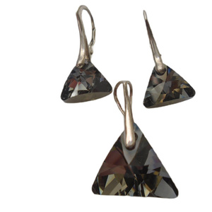 Ασημένιο σετ Swarovski Triangle Crystal Silver Night - ασήμι 925, κοσμήματα, σετ κοσμημάτων