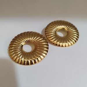 ♦ THE "COLETTE" EARRINGS, VINTAGE STYLE ΑΤΣΑΛΙΝΑ ΣΤΡΟΓΓΥΛΑ ΣΚΟΥΛΑΡΙΚΙΑ, ΧΡΥΣΟ, GOLD-PLATED - μοντέρνο, επιχρυσωμένα, καθημερινό, ατσάλι - 4