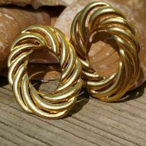 ♦ ΤΗΕ "ADALINE" EARRINGS, VINTAGE STYLE ΟΒΑΛ ΑΤΣΑΛΙΝΑ ΣΚΟΥΛΑΡΙΚΙΑ, ΚΑΡΦΩΤΑ, ΧΡΥΣΟ, GOLD-PLATED - επιχρυσωμένα, ατσάλι