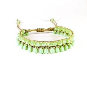 #_πράσινο βραχιόλι με κρύσταλλα, seed beads, σταγόνες και αυξομειούμενο κούμπωμα - κρύσταλλα, χάντρες, boho, seed beads, φθηνά - 4