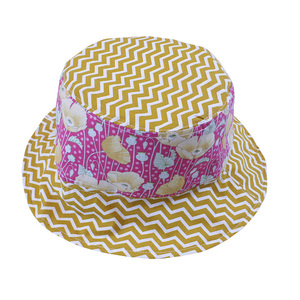 Χειροποίητο Γυναικείο Bucket Hat Floral-Chevron - ύφασμα, animal print, καπέλο, δώρο έκπληξη