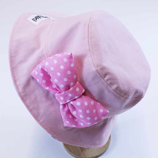 Χειροποίητο Γυναικείο Bucket Hat Pink Bow - ύφασμα, animal print, καπέλο, δώρο έκπληξη - 3